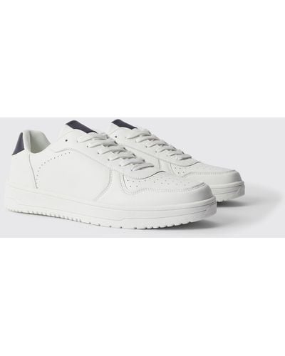 BoohooMAN Perforated Paneled Sneakers - White