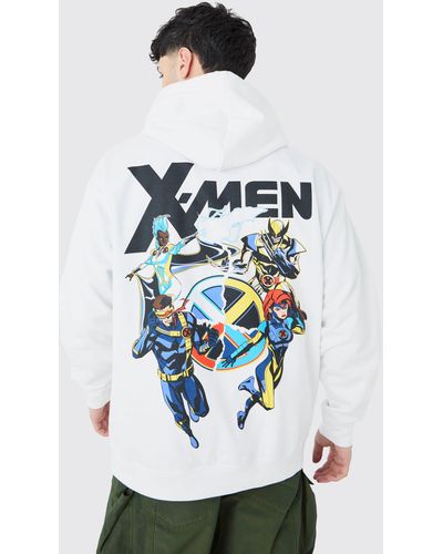 BoohooMAN Oversized X-men Marvel License Hoodie - White