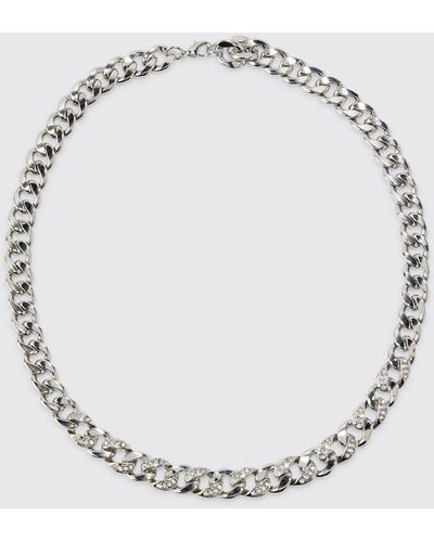 BoohooMAN Chunky Chain Necklace - Gray
