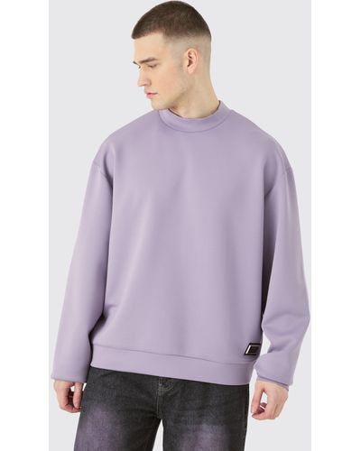 BoohooMAN Tall Oversized Boxy Scuba Sweatshirt - Purple