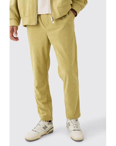 BoohooMAN Corduroy Smart Tapered Pants - Yellow