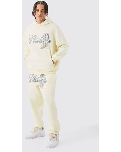 BoohooMAN Oversized Homme Print Tracksuit - Weiß