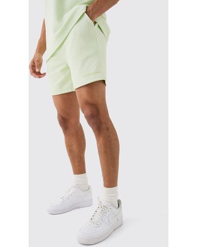 BoohooMAN Loose High Build Pique Limited Short - White