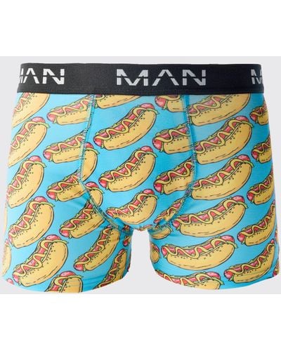 BoohooMAN Hot Dog Print Boxers - Blue