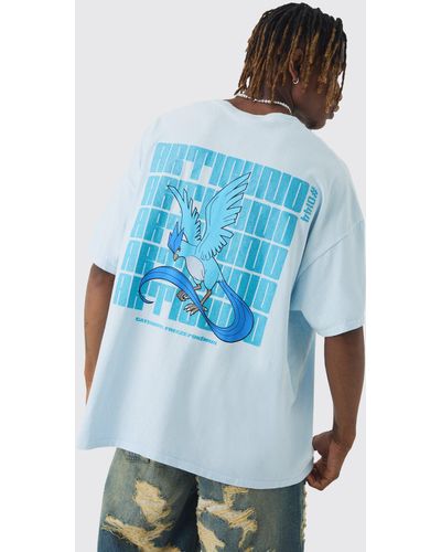 BoohooMAN Tall Pokemon Articuno Printed T-shirt In Blue