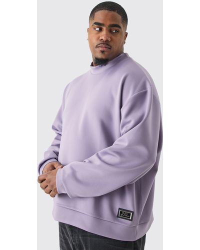 BoohooMAN Plus Oversized Boxy Scuba Sweatshirt - Purple
