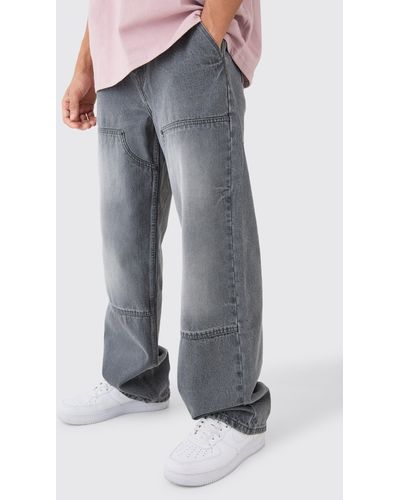 BoohooMAN Baggy Rigid Carpenter Jeans - Grey