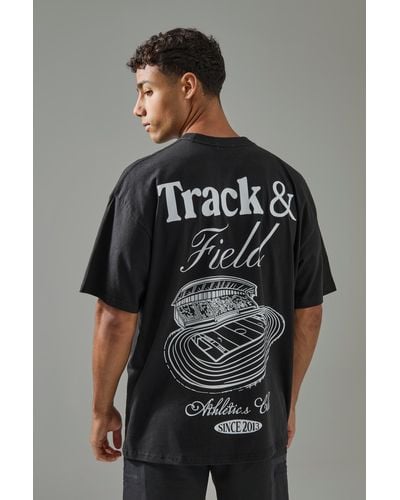 BoohooMAN Active Track & Field Oversized T-Shirt - Grey