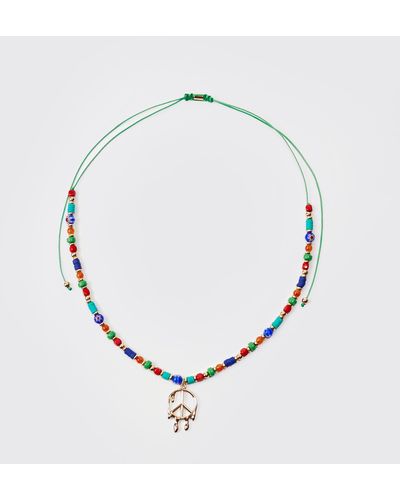 BoohooMAN Perlen-Halskette mit Anhänger - Blau
