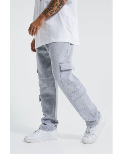 BoohooMAN Pantalón Deportivo Recto Cargo Con Costuras - Azul