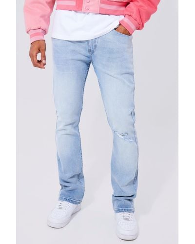BoohooMAN Skinny Stacked Flare Jeans - Blue