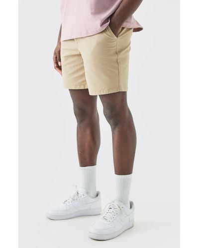BoohooMAN Fixed Waist Skinny Fit Chino Shorts - Natural