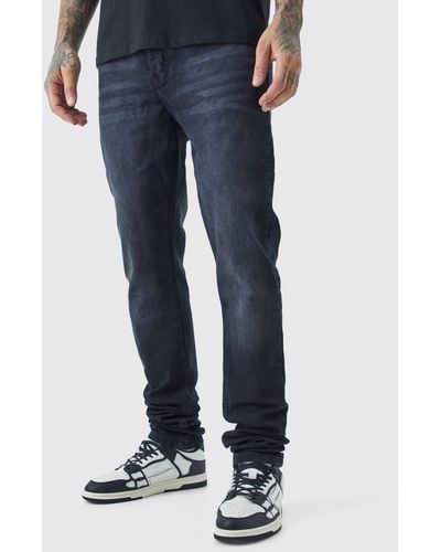 BoohooMAN Tall Skinny Stretch Stacked Jeans - Blue