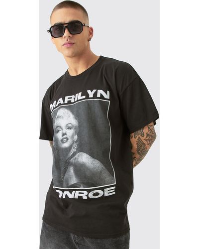 BoohooMAN Oversized Marilyn M License T-shirt - Black