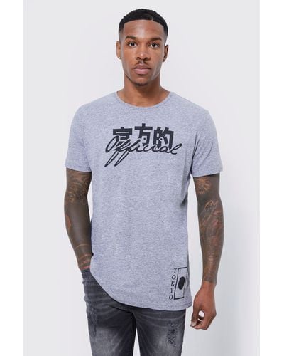 Boohoo Official Text Slim Graphic T-shirt - Blue