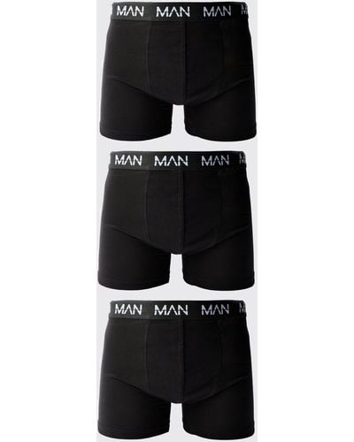 BoohooMAN 3 Pack Dash Mid Length Trunks - Black