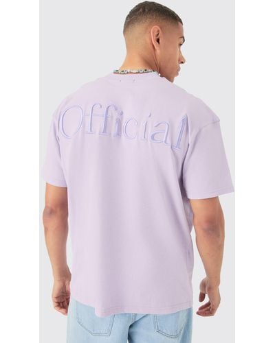 BoohooMAN Oversized Extended Neck Heavyweight Official T-shirt - Purple