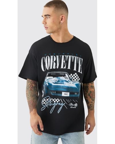 BoohooMAN Oversized Corvette License T-shirt - Black