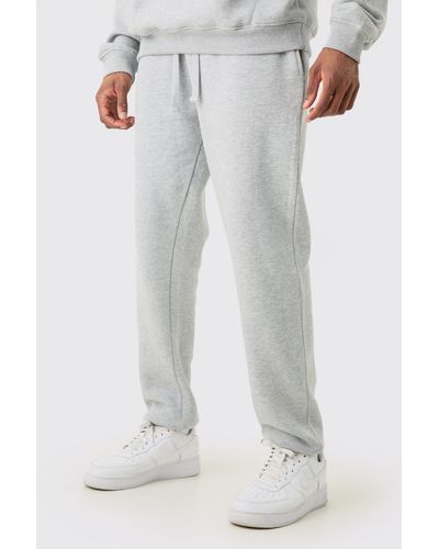BoohooMAN Tall Basic Slim Fit Jogger In Grey Marl - White