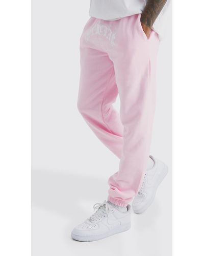 BoohooMAN Jogginghose mit Official Smoke Print - Pink