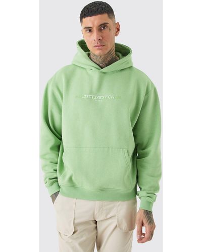 BoohooMAN Tall Oversized Boxy Limited Hoodie - Green