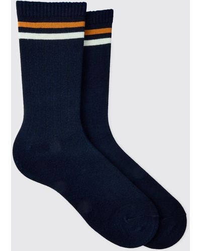 BoohooMAN Sports Stripe Socks - Blue