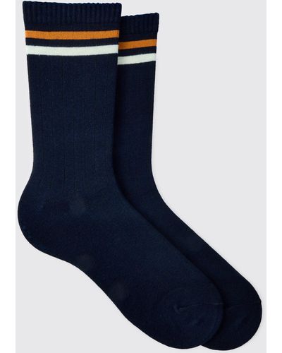 BoohooMAN Sports Stripe Socks - Blau
