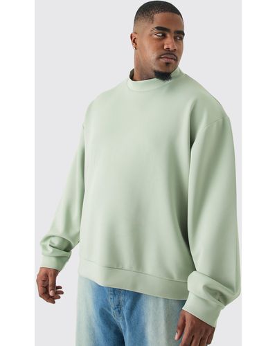 BoohooMAN Plus Oversized Boxy Scuba Sweatshirt - Green