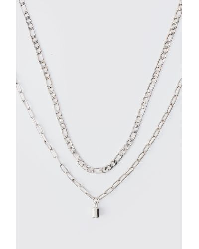 Boohoo Multi Layer Chain Necklace - Blue