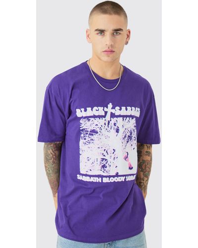 BoohooMAN Oversized Black Sabbath License T-shirt - Purple