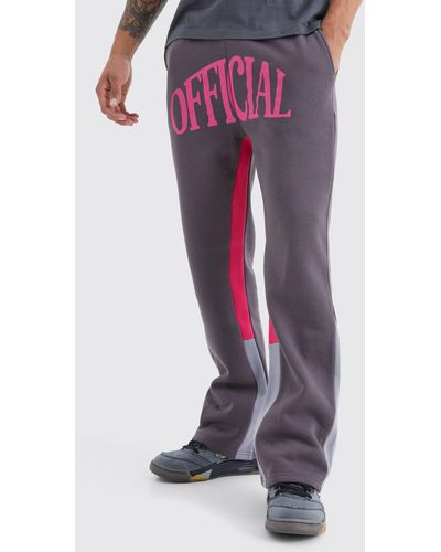 BoohooMAN Official Gusset Joggers - Purple