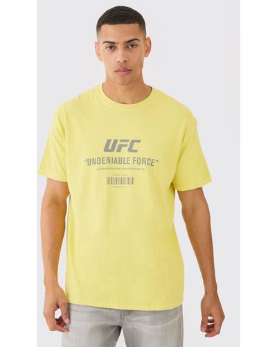 BoohooMAN Oversized Ufc License T-shirt - Yellow