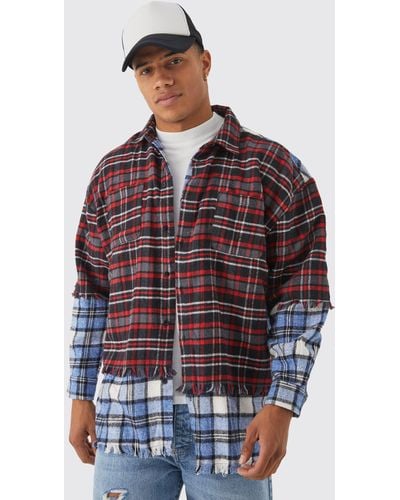 Boohoo Oversized Faux Layered Flannel Shirt