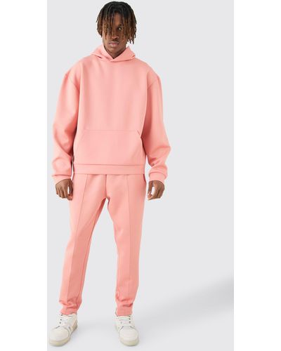 BoohooMAN Tall Oversized Scuba Hooded Tracksuit - Rot
