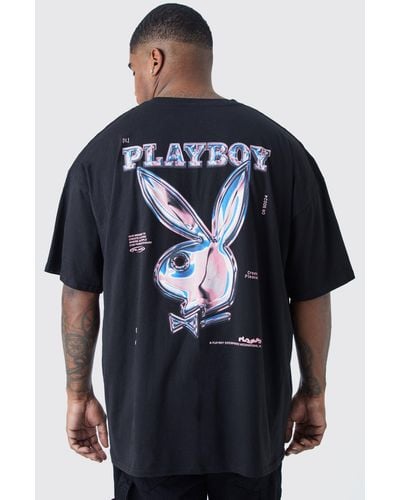 BoohooMAN Plus Playboy License T-shirt - Blue