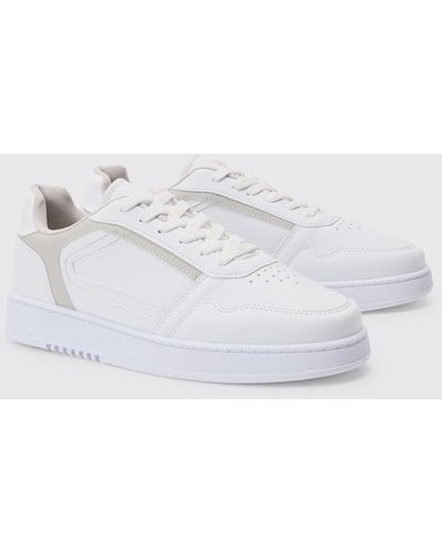 Boohoo Contrast Panel Chunky Sneakers In Stone - White