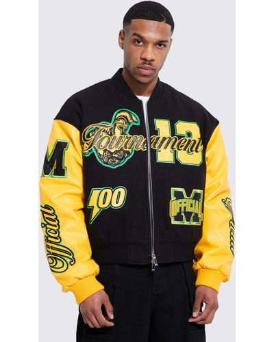 BoohooMAN Boxy Official Melton Varsity Jacket - Metallic