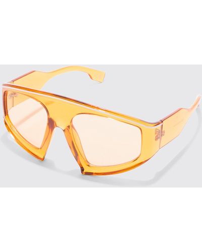 BoohooMAN Plastic Clear Sunglasses - Metallic