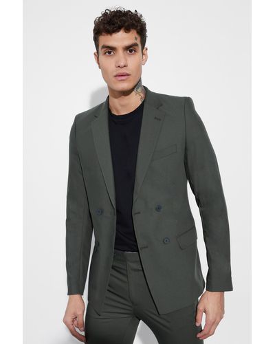 BoohooMAN Super Skinny Double Breasted Suit Jacket - Multicolor