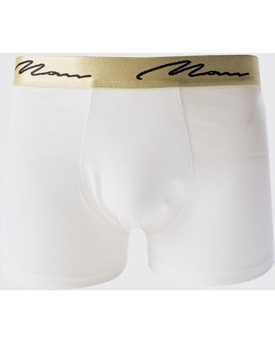 BoohooMAN 5 Pack Signature Gold Waistband Boxers In Multi - White
