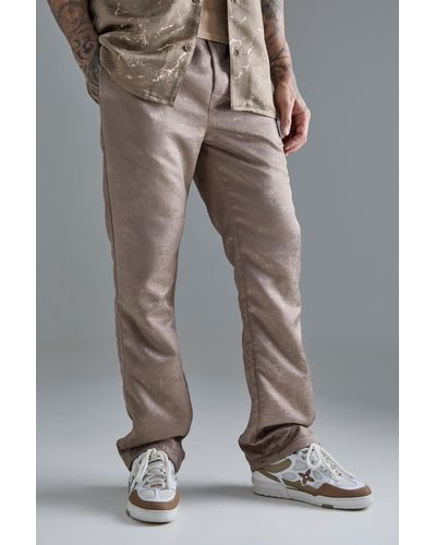 BoohooMAN Elasticated Waist Slim Gusset Texture Trouser - Grey