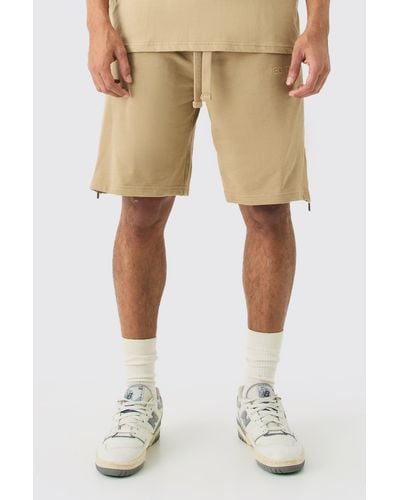 BoohooMAN Edition Oversized Heavyweight Zip Hem Shorts - Natural