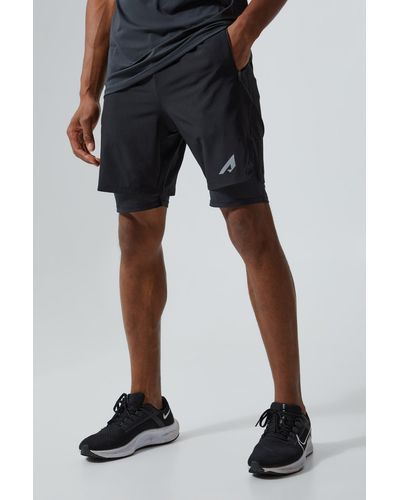 BoohooMAN Active 2 In 1 Reflective Shorts in Red for Men