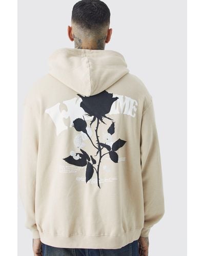 BoohooMAN Tall Oversized Homme Rose Graphic Sweatshirt - Natural