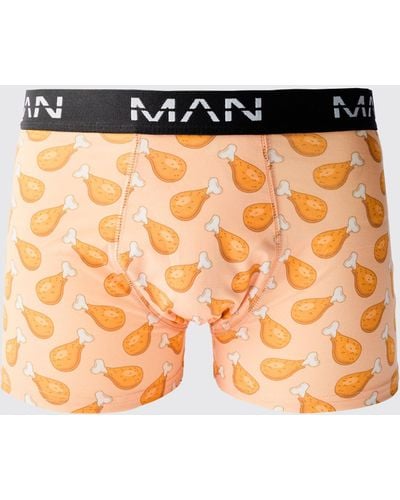 BoohooMAN Man Chicken Leg Printed Boxers - Orange