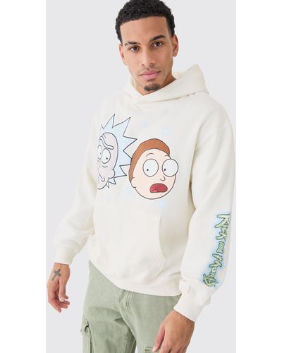 Boohoo Oversized Rick And Morty Multi Print License Hoodie - White