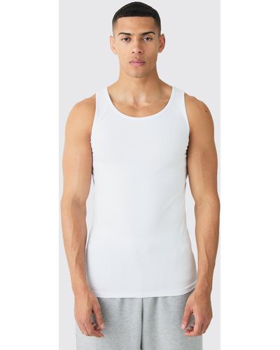 BoohooMAN Basic Muscle Fit Vest - Weiß
