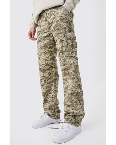 BoohooMAN Tall Relaxed Tie Hem Pixilated Camo Cargo Trouser - Multicolor
