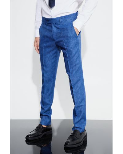 Boohoo Skinny Fit Marl Suit Pants - Blue