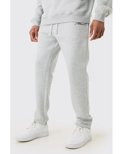 BoohooMAN Tall Dash Skinny Fit Jogger In Grey Marl - White
